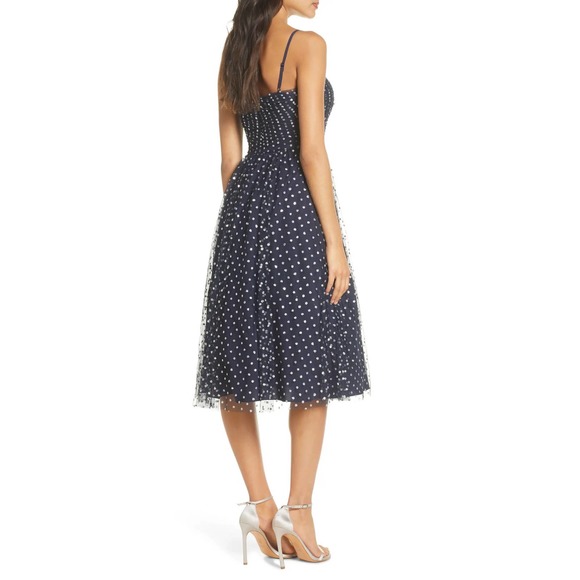 Eliza J Navy Glitter Mesh Fit & Flare Sweetheart Cocktail Dress Size 2 NWT - Picture 2 of 16